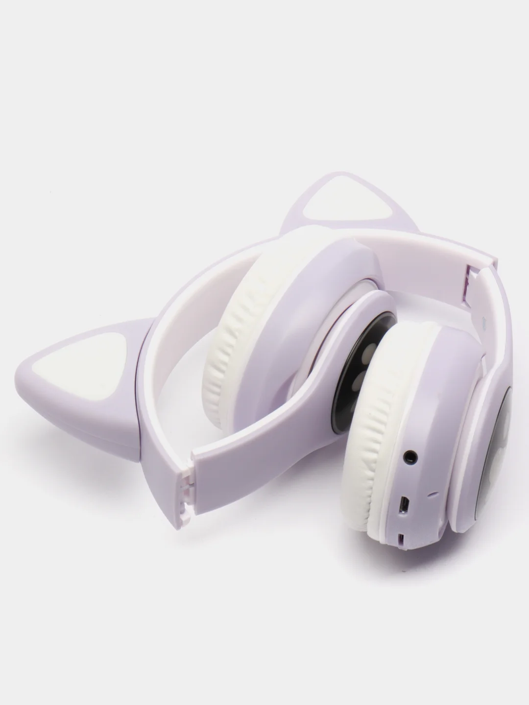 Фиолетовый наушники беспроводные Bluetooth с кошачьими светящимися ушками Cat Ear STN-28