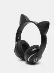 Черный наушники беспроводные Bluetooth с кошачьими светящимися ушками Cat Ear STN-28