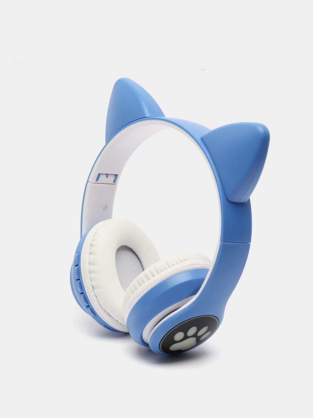 Синий наушники беспроводные Bluetooth с кошачьими светящимися ушками Cat Ear STN-28