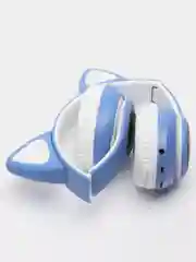 Синий наушники беспроводные Bluetooth с кошачьими светящимися ушками Cat Ear STN-28