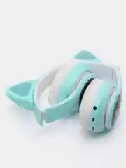 Бирюзовый наушники беспроводные Bluetooth с кошачьими светящимися ушками Cat Ear STN-28