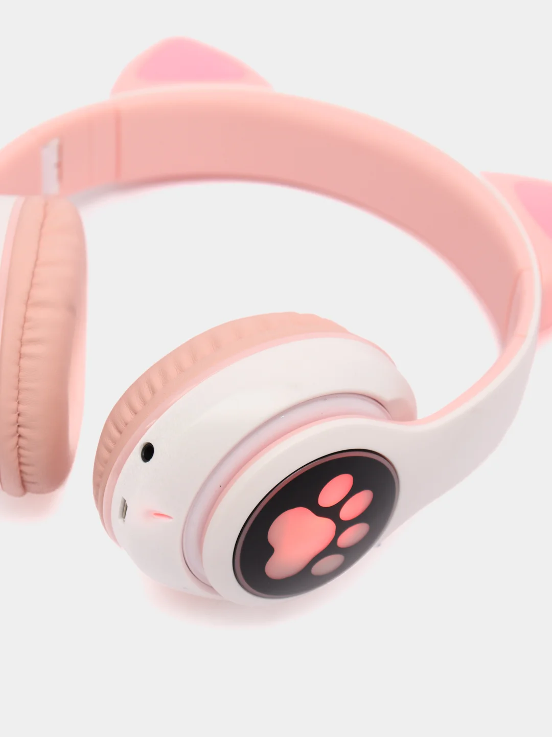 Розовый наушники беспроводные Bluetooth с кошачьими светящимися ушками