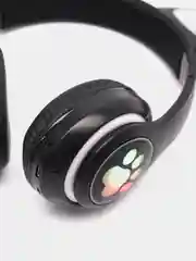 Черный наушники беспроводные Bluetooth с кошачьими светящимися ушками