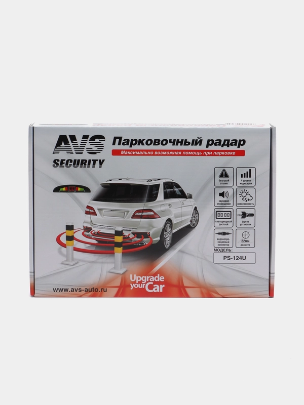 Парктроник AVS PS-124U, 4 датчика и коннекторы, цветной светодиодный дисплей