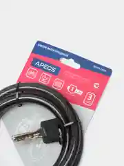 Замок велосипедный с ключом Apecs, трос-1 м, диаметр-12 мм