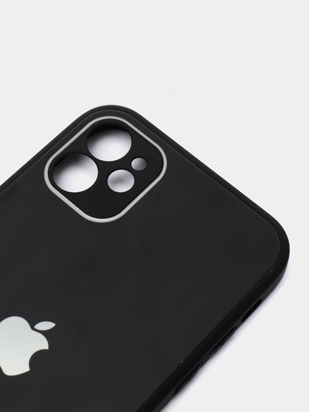 Черный чехол силиконовый с матовой стеклянной панелью для iPhone 11, 12, 13, 13 Pro, 13 Pro Max