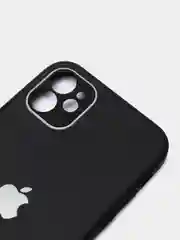 Черный чехол силиконовый с матовой стеклянной панелью для iPhone 11, 12, 13, 13 Pro, 13 Pro Max
