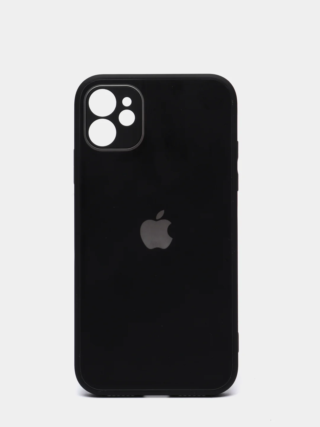 Черный чехол силиконовый с матовой стеклянной панелью для iPhone 11, 12, 13, 13 Pro, 13 Pro Max
