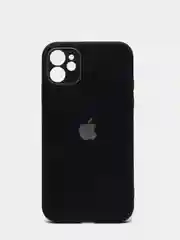 Черный чехол силиконовый с матовой стеклянной панелью для iPhone 11, 12, 13, 13 Pro, 13 Pro Max