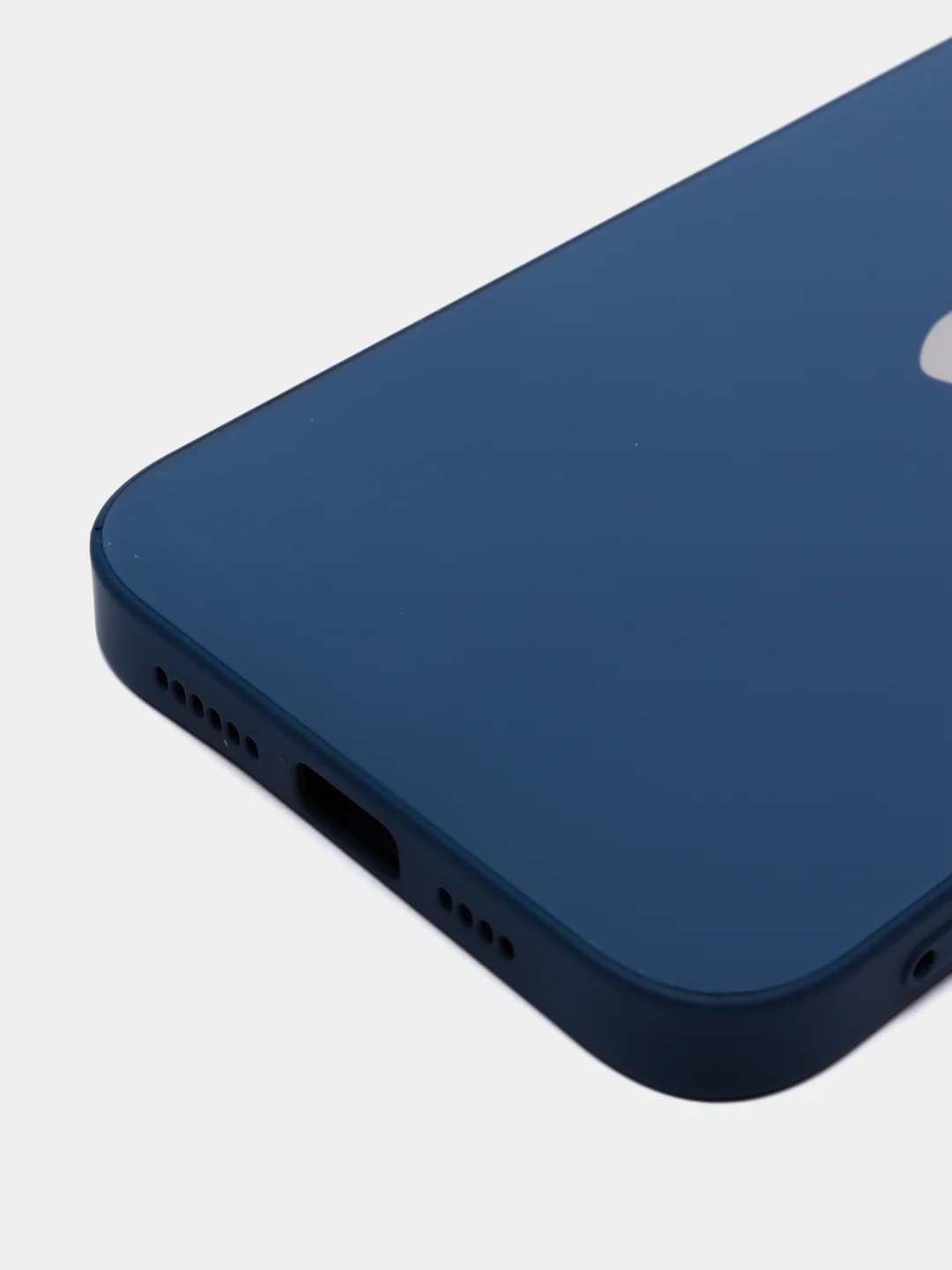 Синий чехол силиконовый с матовой стеклянной панелью для iPhone 11, 12, 13, 13 Pro, 13 Pro Max