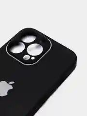 Черный чехол силиконовый с матовой стеклянной панелью для iPhone 11, 12, 13, 13 Pro, 13 Pro Max