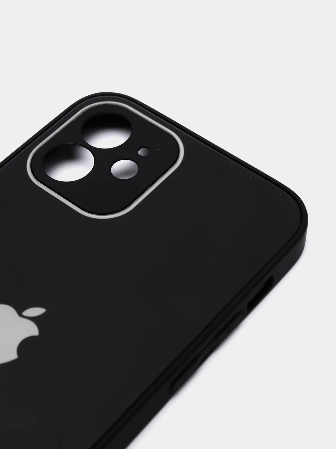Черный чехол силиконовый с матовой стеклянной панелью для iPhone 11, 12, 13, 13 Pro, 13 Pro Max