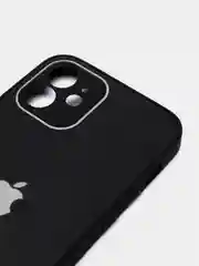 Черный чехол силиконовый с матовой стеклянной панелью для iPhone 11, 12, 13, 13 Pro, 13 Pro Max