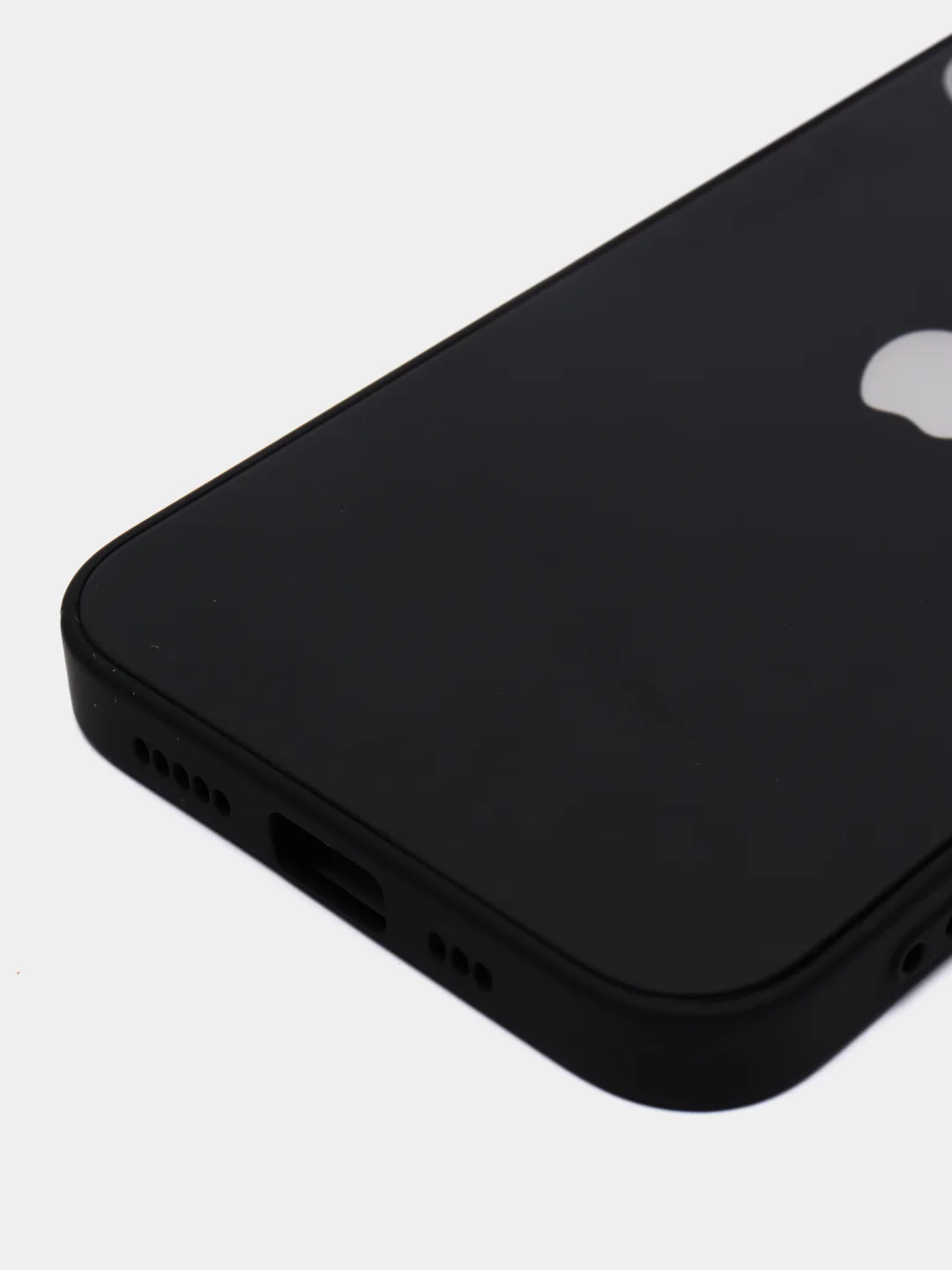 Черный чехол силиконовый с матовой стеклянной панелью для iPhone 11, 12, 13, 13 Pro, 13 Pro Max