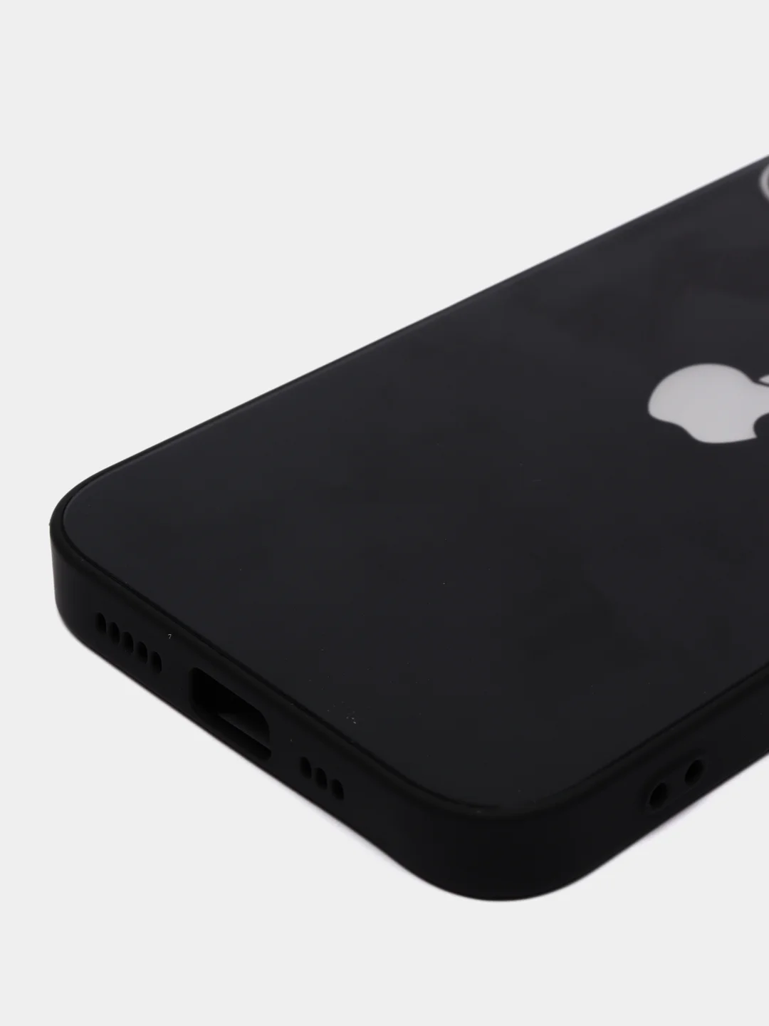 Черный чехол силиконовый с матовой стеклянной панелью для iPhone 11, 12, 13, 13 Pro, 13 Pro Max