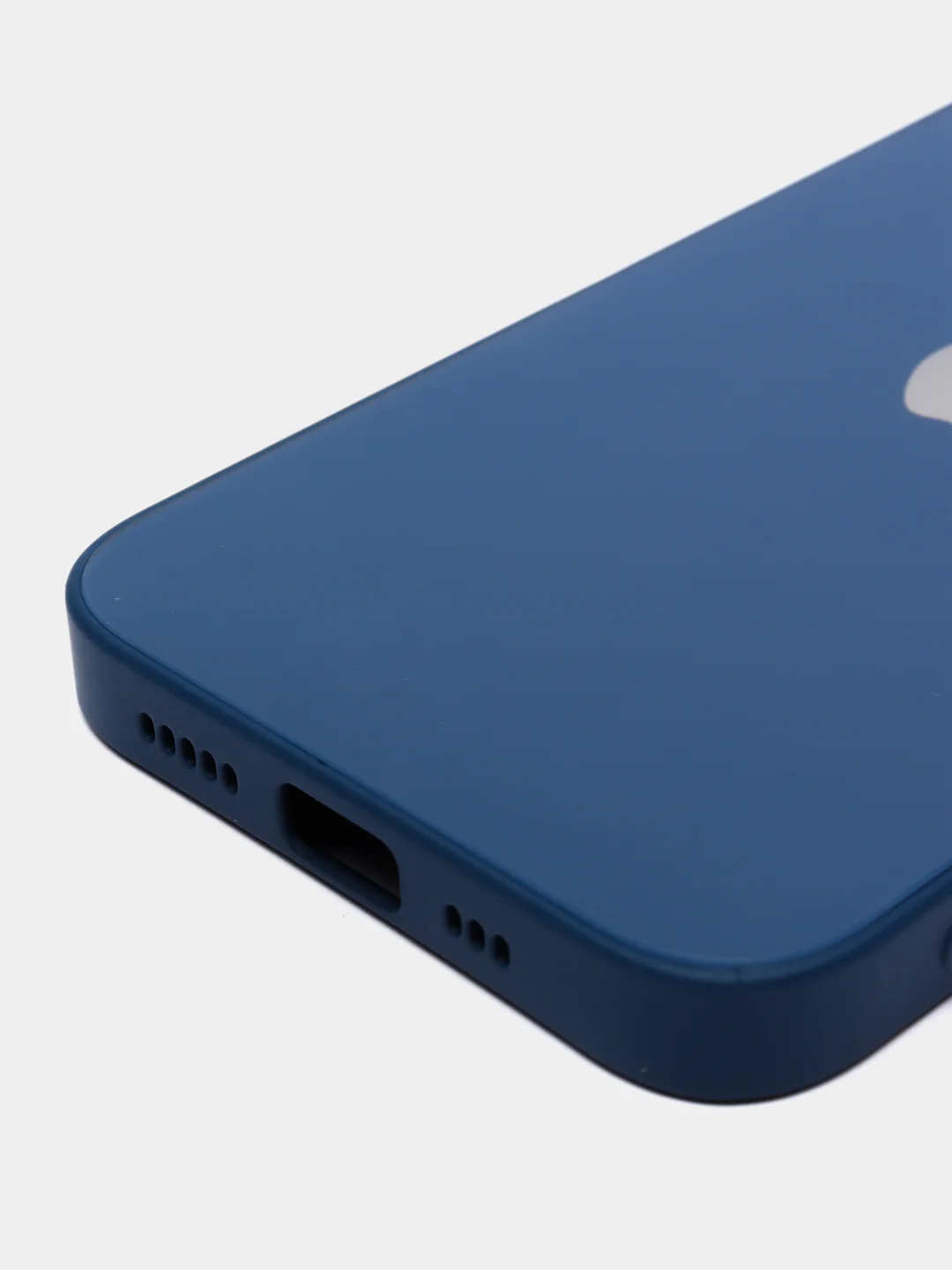 Синий чехол силиконовый с матовой стеклянной панелью для iPhone 11, 12, 13, 13 Pro, 13 Pro Max