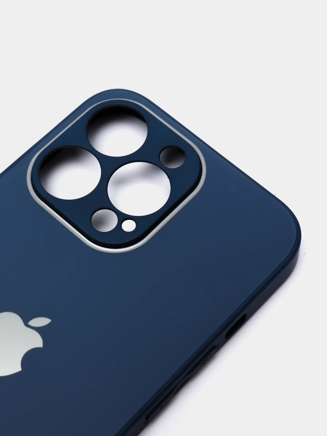 Синий чехол силиконовый с матовой стеклянной панелью для iPhone 11, 12, 13, 13 Pro, 13 Pro Max