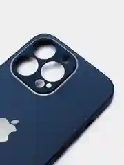 Синий чехол силиконовый с матовой стеклянной панелью для iPhone 11, 12, 13, 13 Pro, 13 Pro Max