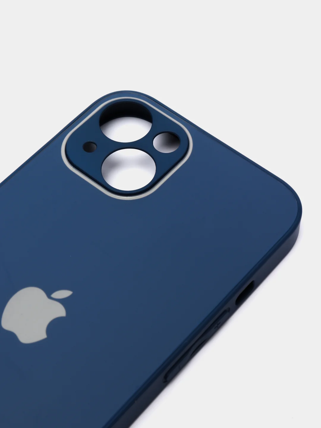 Синий чехол силиконовый с матовой стеклянной панелью для iPhone 11, 12, 13, 13 Pro, 13 Pro Max