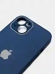 Синий чехол силиконовый с матовой стеклянной панелью для iPhone 11, 12, 13, 13 Pro, 13 Pro Max