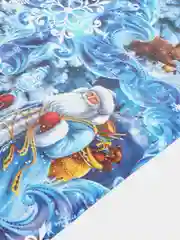 Темно-синий бумага новогодняя "Дедушка Мороз в лесу", упаковочная, глянцевая, 70 х 100 см
