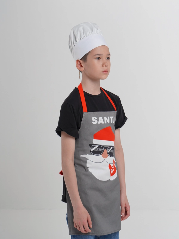 Набор фартук и шапка повара новогодний "Santa"