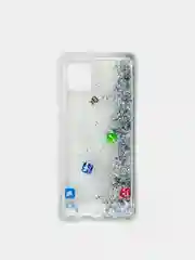 Серебряный чехол Samsung Galaxy Note 10 Lite силиконовый переливающийся жидкий с блестками