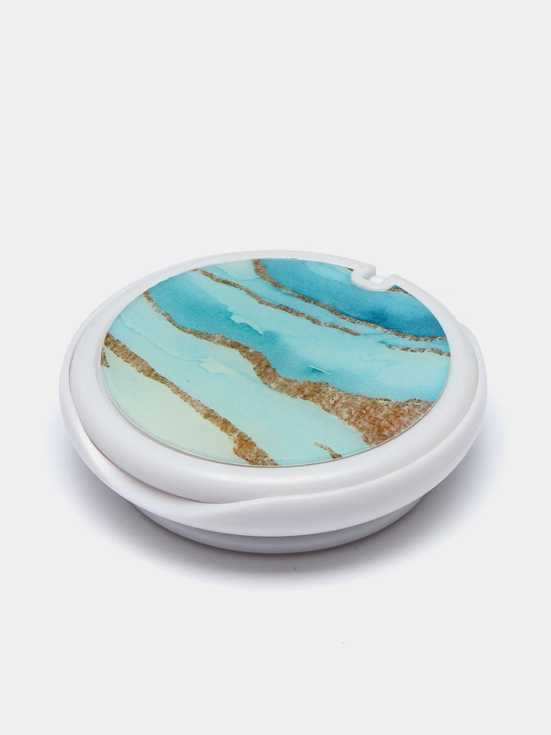 Голубой попсокет Popsocket Зеркало-держатель для телефона и наушников. Яркие краски, золото, волны