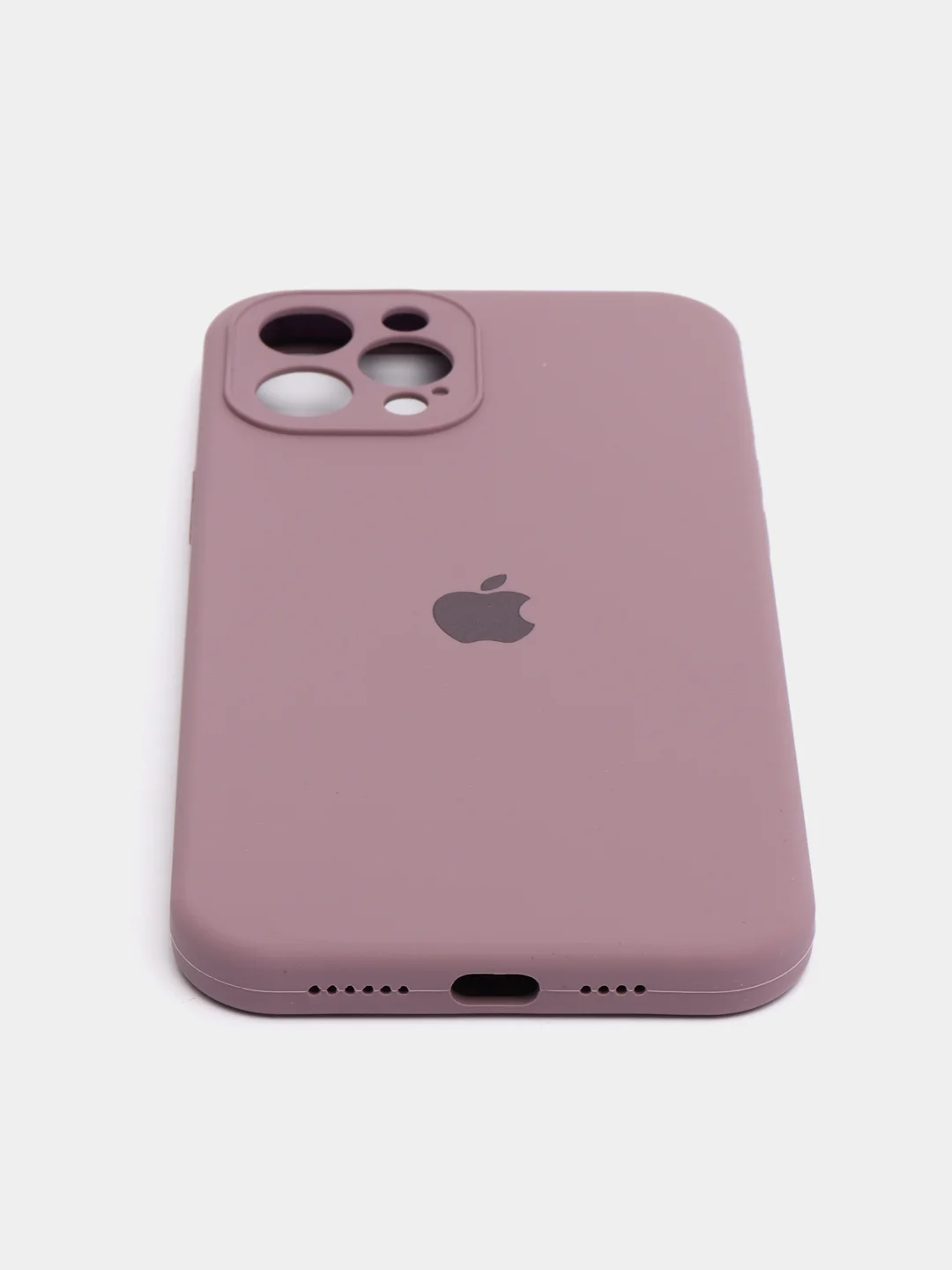 Пурпурный чехол Silicone Case для iPhone 12 Pro Max с логотипом закрытый низ
