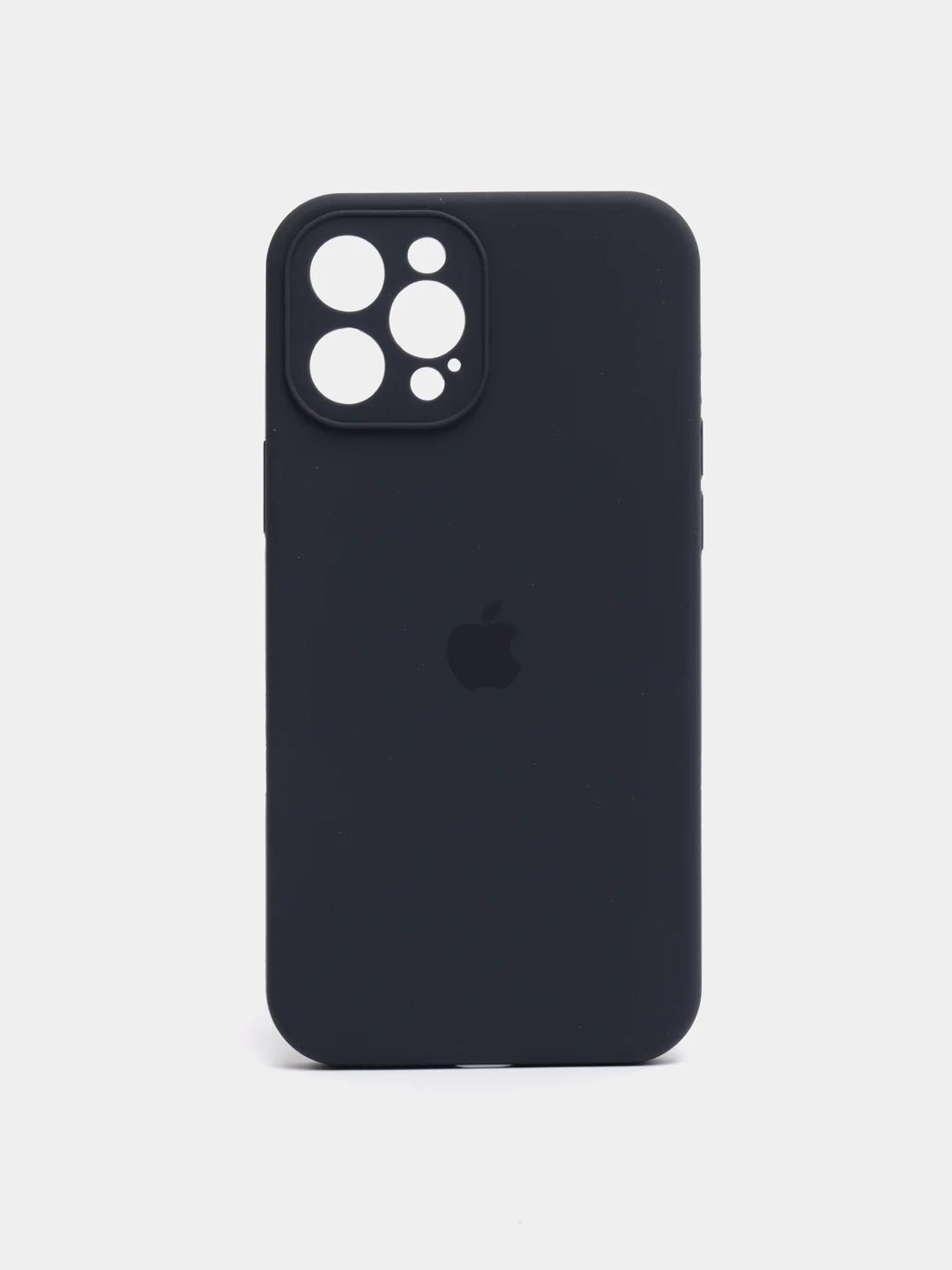 Темно-синий чехол Silicone Case для iPhone 12 Pro Max с логотипом закрытый низ