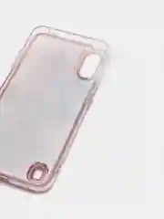 Розовый чехол Samsung Galaxy A01, M01 (Самсунг Галакси А01, М01) переливающийся жидкий с блестками