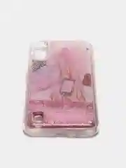 Розовый чехол Samsung Galaxy A01, M01 (Самсунг Галакси А01, М01) переливающийся жидкий с блестками