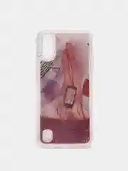 Розовый чехол Samsung Galaxy A01, M01 (Самсунг Галакси А01, М01) переливающийся жидкий с блестками