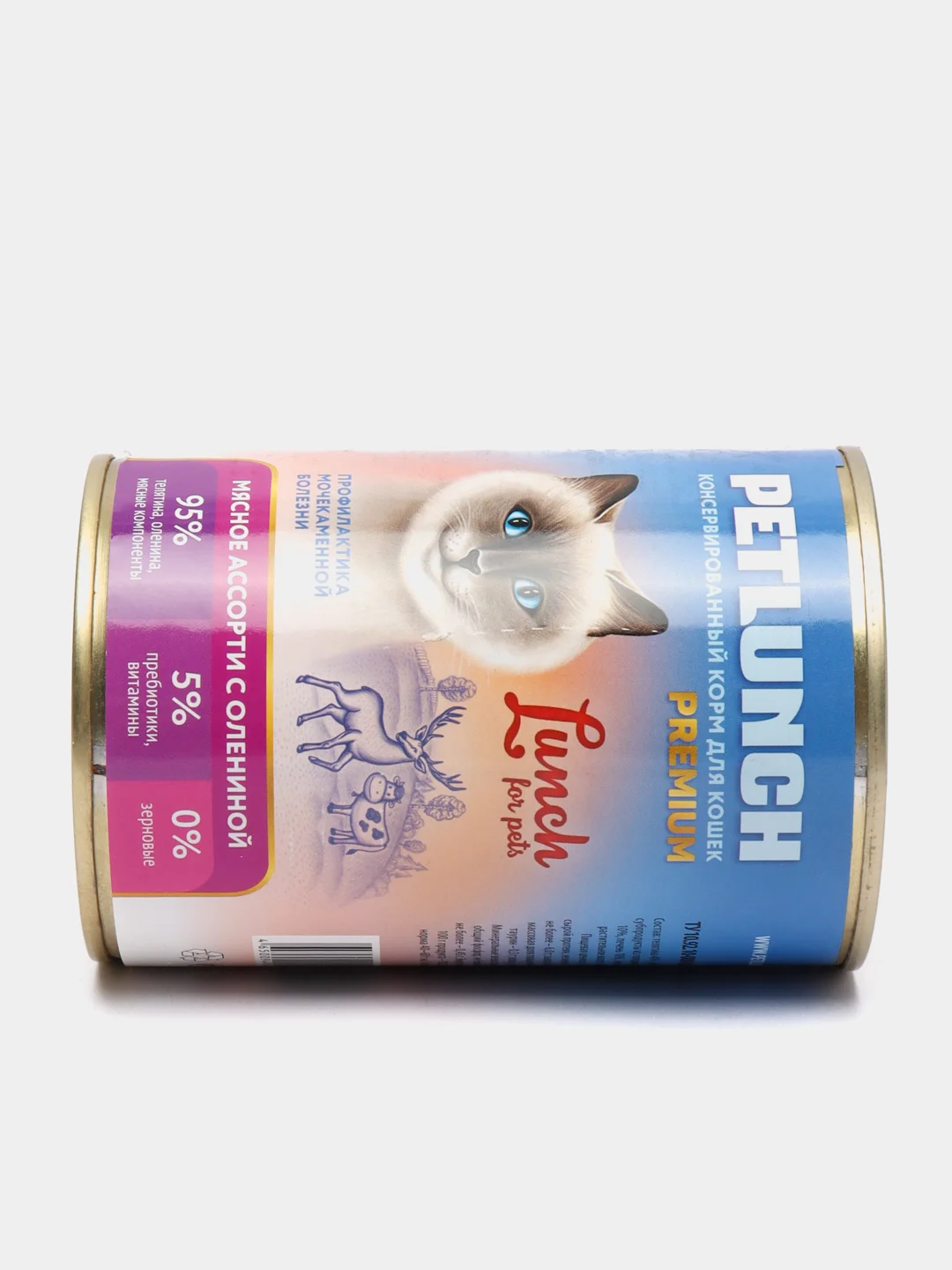 Корм для кошек Lunch for pets мясное ассорти с олениной, кусочки в желе, консервы 400гр