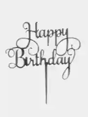 Серебряный топпер для торт "Happy Birthday"