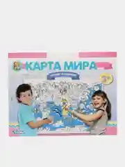 Розовый раскраска-плакат А1 "Карта Мира" Земля динозавров, космос