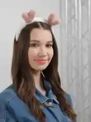 Белый меховой плюшевый  ободок для волос с ушками рожками на голову