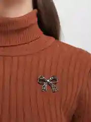 Брошь "Бант", цвет серый