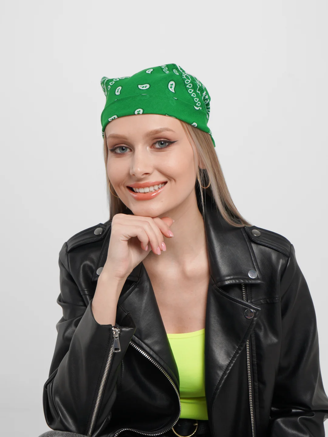 Зеленый бандана с принтом