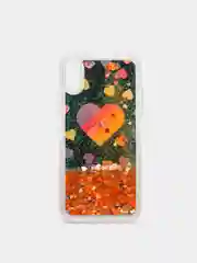 Оранжевый чехол iPhone X / Xs силиконовый переливающийся жидкий с блестками