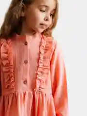 Коралловый детское платье с длинным рукавом из муслина