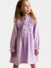 Лавандовый детское платье с длинным рукавом из муслина