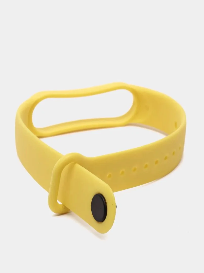 Желтый ремешок силиконовый для фитнес браслета Xiaomi Mi Band 5, Ми Банд 6