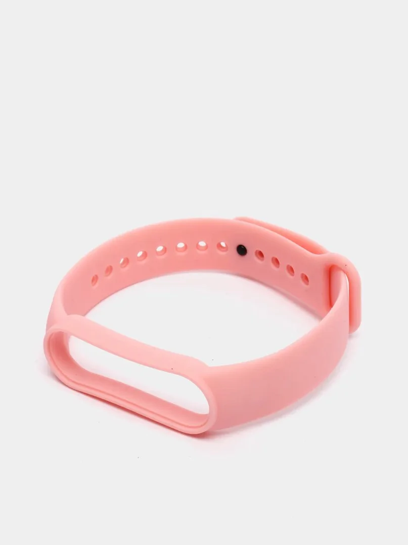 Розовый ремешок силиконовый для фитнес браслета Xiaomi Mi Band 5, Ми Банд 6