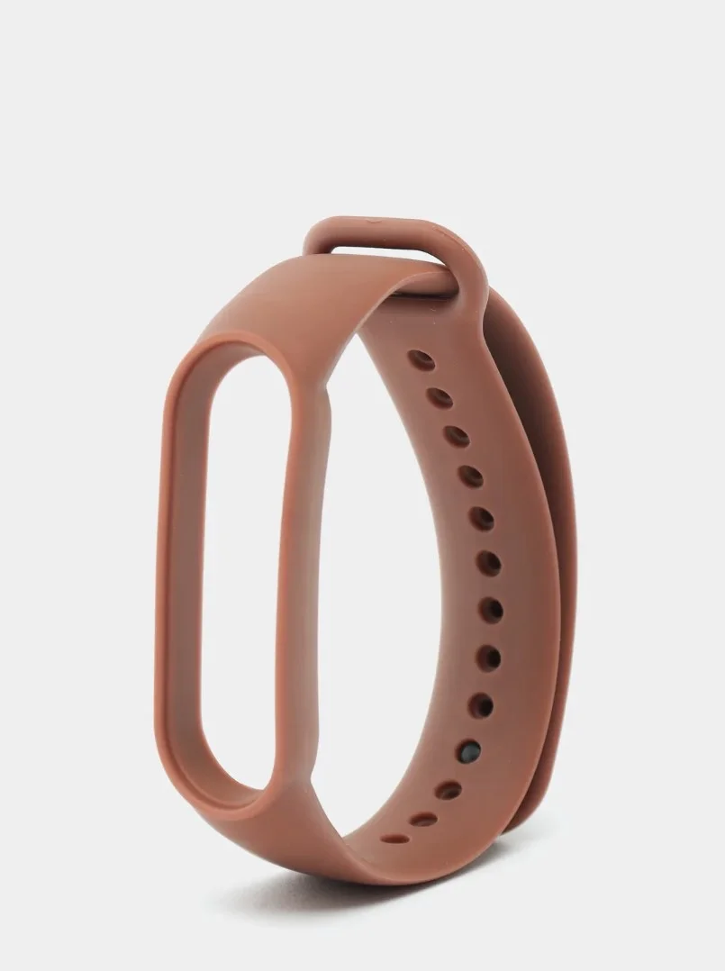 Коричневый ремешок силиконовый для фитнес браслета Xiaomi Mi Band 5, Ми Банд 6