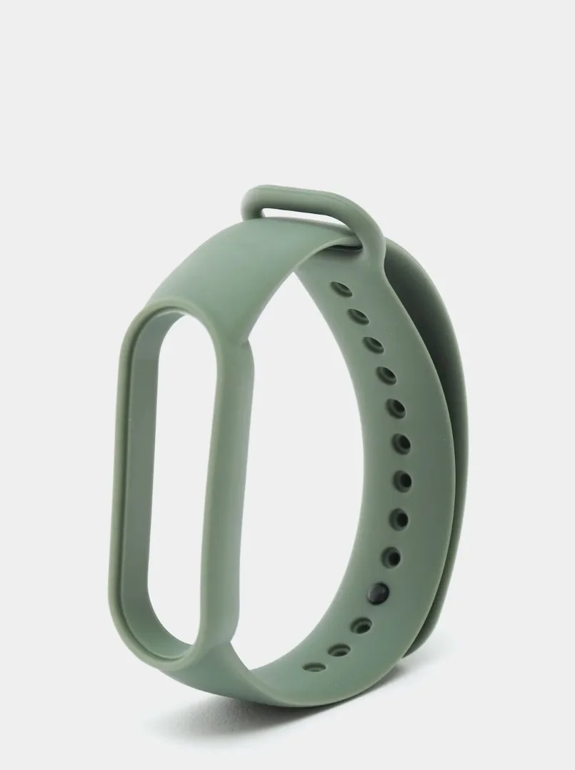 Хаки ремешок силиконовый для фитнес браслета Xiaomi Mi Band 5, Ми Банд 6