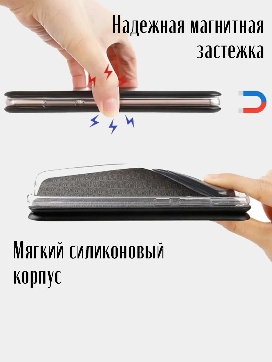 Черный чехол-книжка для Samsung Galaxy A01 Core/A21S/M31S/A32/A41/A52/J2 Core, магнитный
