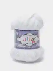 Белый пряжа плюшевая Alize Velluto, 100% микрополиэстер, 100 г, 68 м