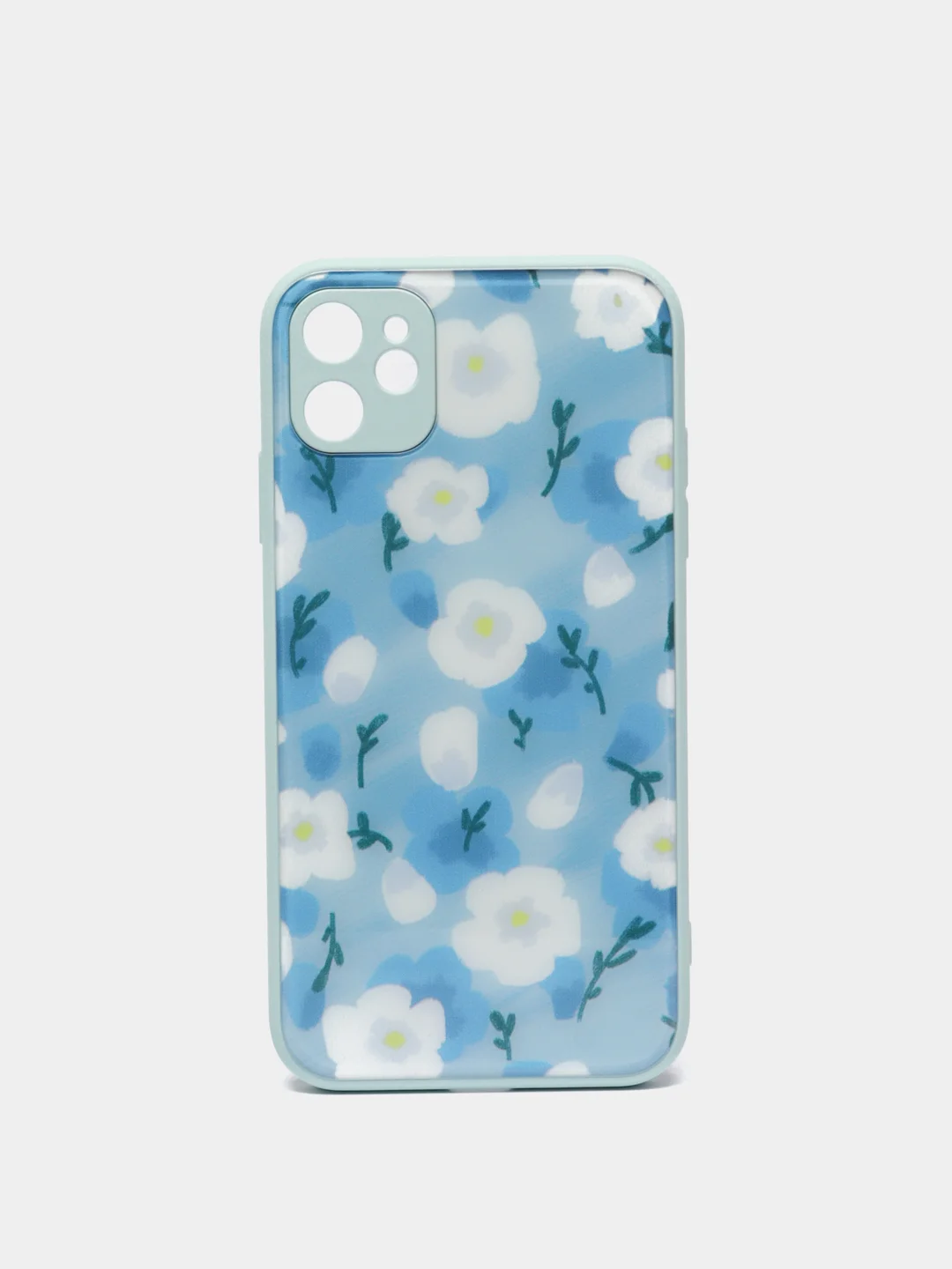 Голубой чехол iPhone 11 с принтом
