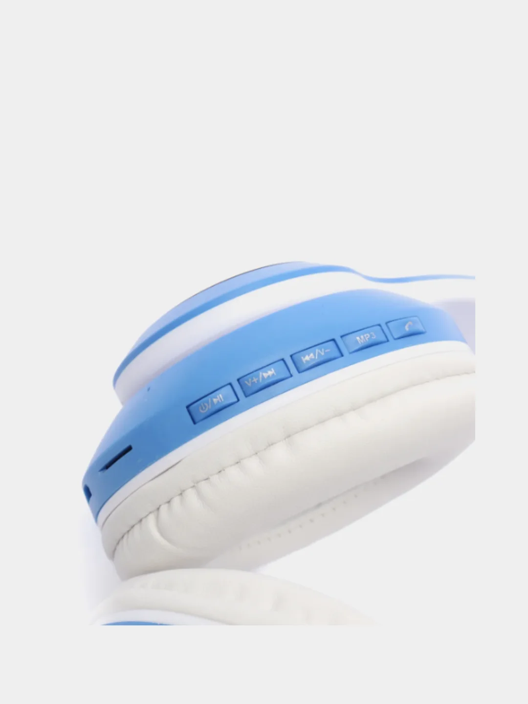 Светло-синий наушники беспроводные Bluetooth с кошачьими светящимися ушками